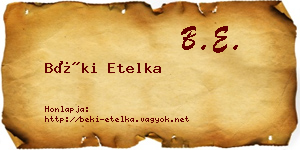 Béki Etelka névjegykártya